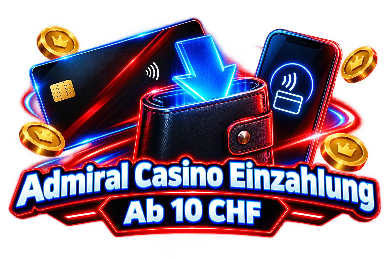 Einzahlung im Admiral Casino: Karte, Wallet und Münzen