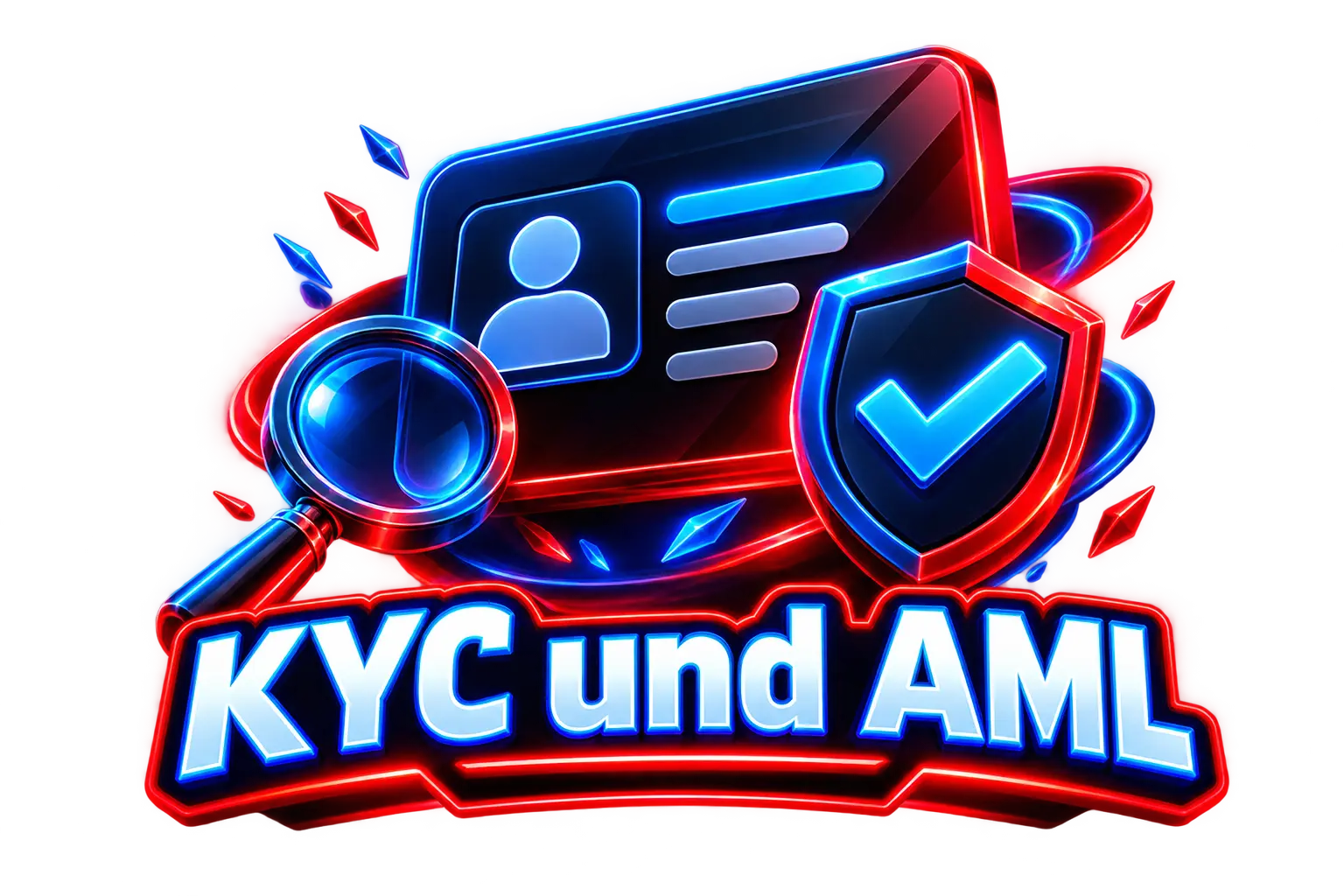 KYC und AML bei Admiral Casino: Ausweiskarte, Lupe und Schild