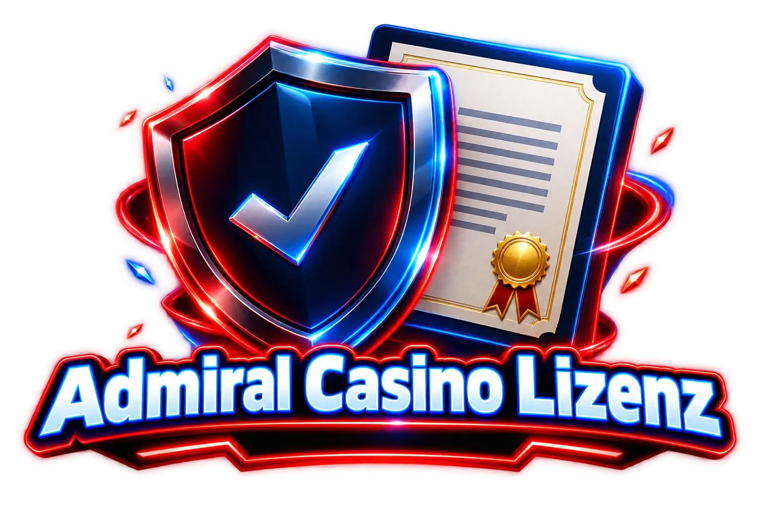 Admiral Casino Lizenz: Schild mit Häkchen und Urkunde