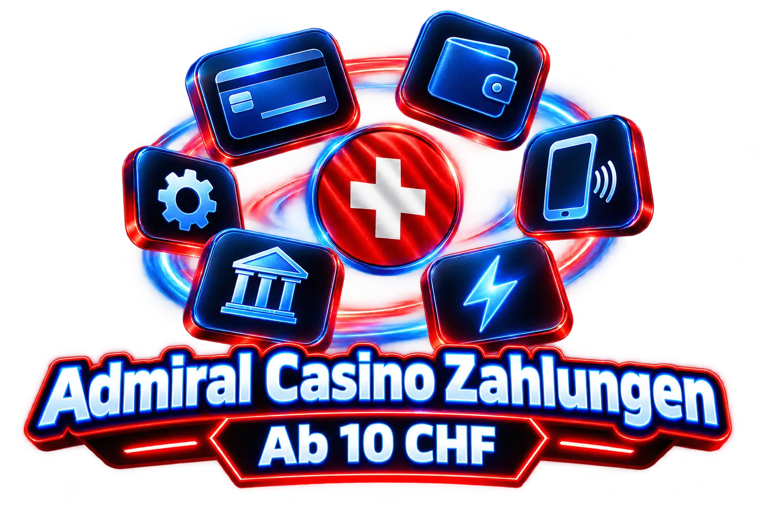 Zahlungsmethoden im Admiral Casino: Karte, Wallet, Smartphone, Schweizer Flagge
